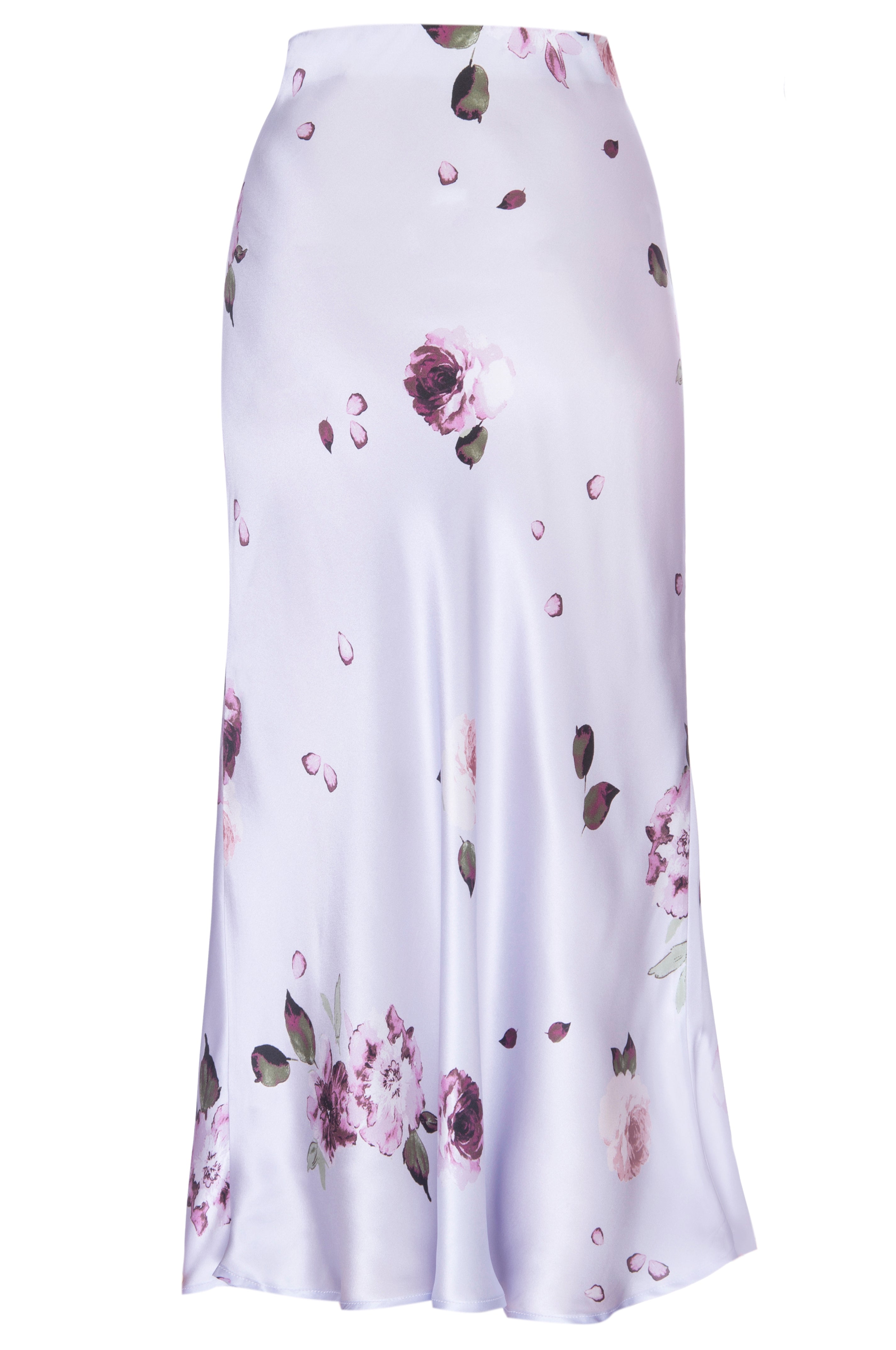 Silk Charmeuse 'Katie' Bias Skirt: Light Blue Floral Print – Helena Quinn