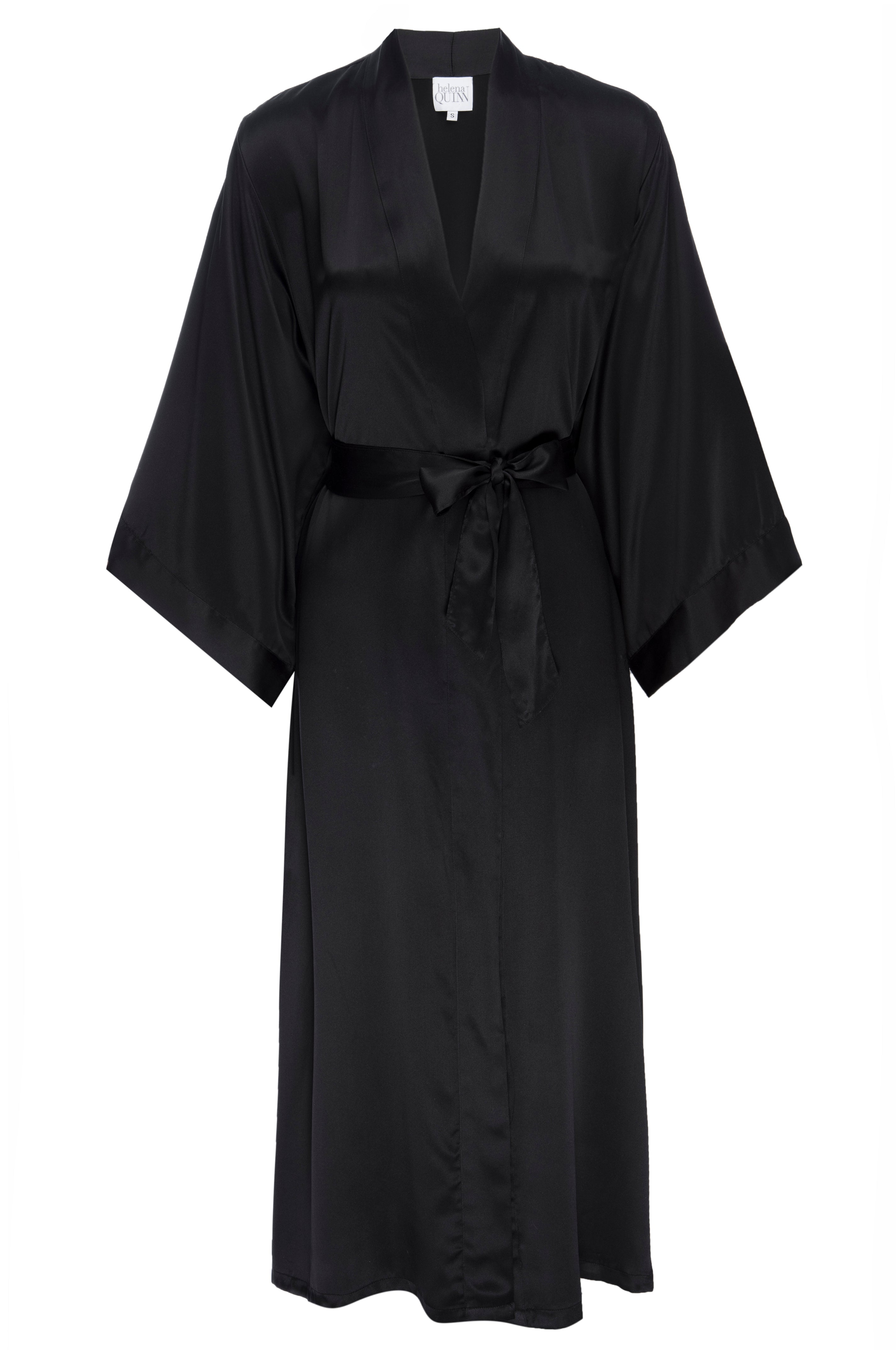 Silk Charmeuse Long Silk Robe: Black – Helena Quinn